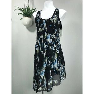 New BB Dakota Dress Geometric Sleeveless‎ Asymmetrical Raw Hem Lined Size S